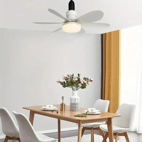 Ceiling Fan with LED Light and Remote Control, E27 Socket Mount