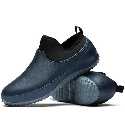 Liquid-Resistant Work Shoes with Slip Entry Design and Grip Sole