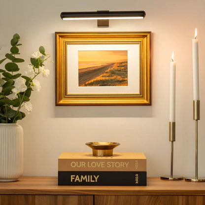 Wireless LED Picture Light with 360-Degree Rotation and Stepless Dimming, 12-Hour Battery