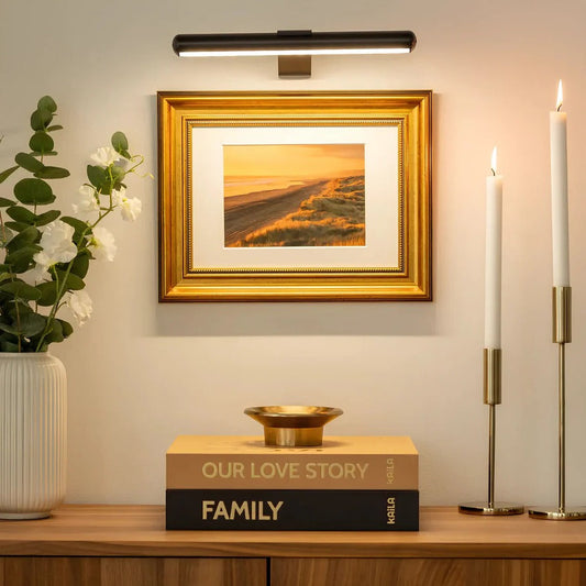 Wireless LED Picture Light with 360-Degree Rotation and Stepless Dimming, 12-Hour Battery