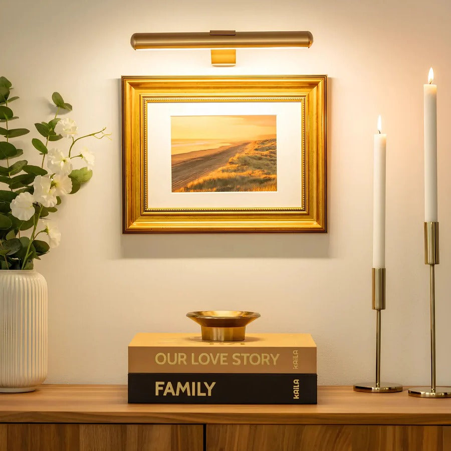 Wireless LED Picture Light with 360-Degree Rotation and Stepless Dimming, 12-Hour Battery