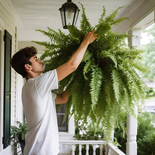 Artificial Outdoor Boston Fern with UV Resistant Polyethylene and 18 Flexible Branches