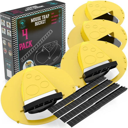 Bucket Lid Rodent Trap with Auto Reset Mechanism and 10-Mouse Capacity, 4-Pack