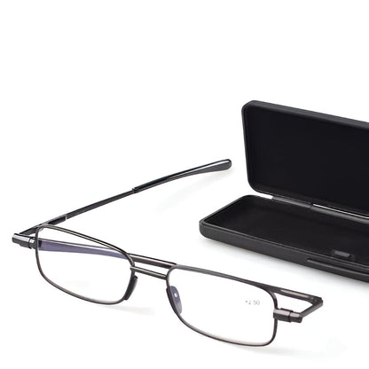 Foldable Reading Glasses with Spring-Loaded Hinge and Carrying Case