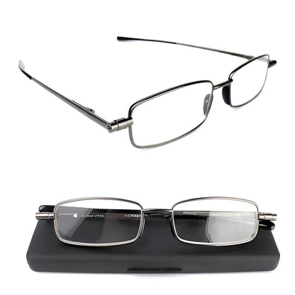 Foldable Reading Glasses with Spring-Loaded Hinge and Carrying Case