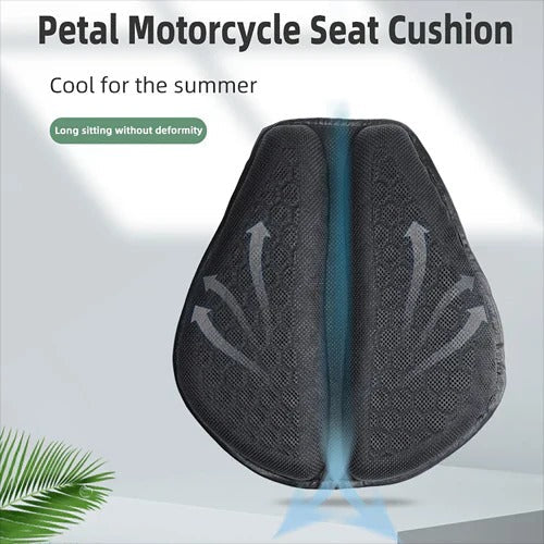 Honeycomb Ventilated Motorcycle Seat Pad with Dual Strap Attachment and Shock Absorption