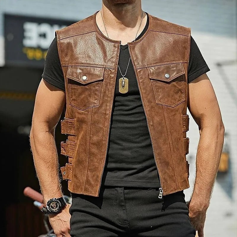 Men's Layering Vest with Adjustable Side Straps and Front Pockets