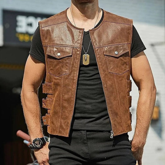 Men's Layering Vest with Adjustable Side Straps and Front Pockets