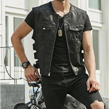 Men's Layering Vest with Adjustable Side Straps and Front Pockets