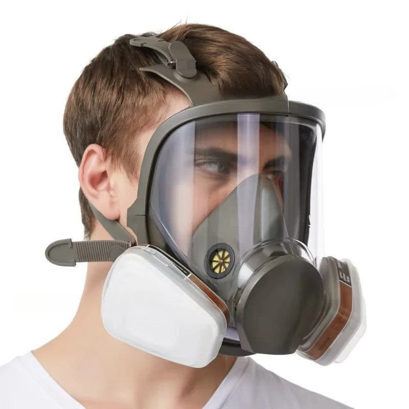 Respirator Mask with Anti-Fog Lens and Adjustable Straps, Full Face Protection