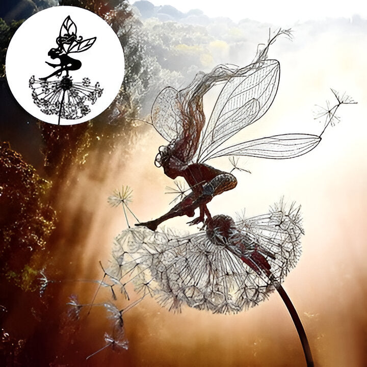 Steel Fairy Garden Sculpture with Laser-Cut Design and Powder-Coat Finish
