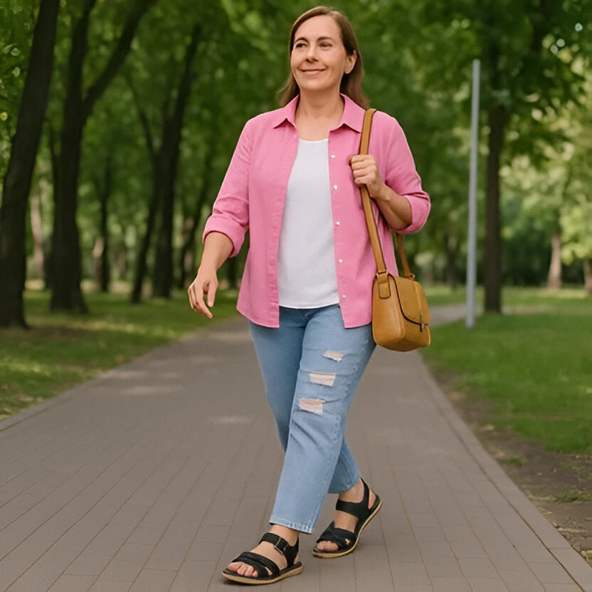 Women's Arch Support Sandals with Contoured Footbed and Dual Straps