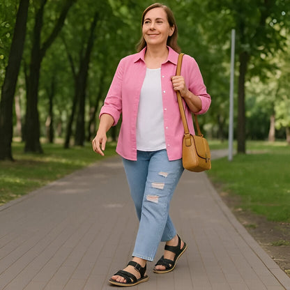 Women's Arch Support Sandals with Contoured Footbed and Dual Straps