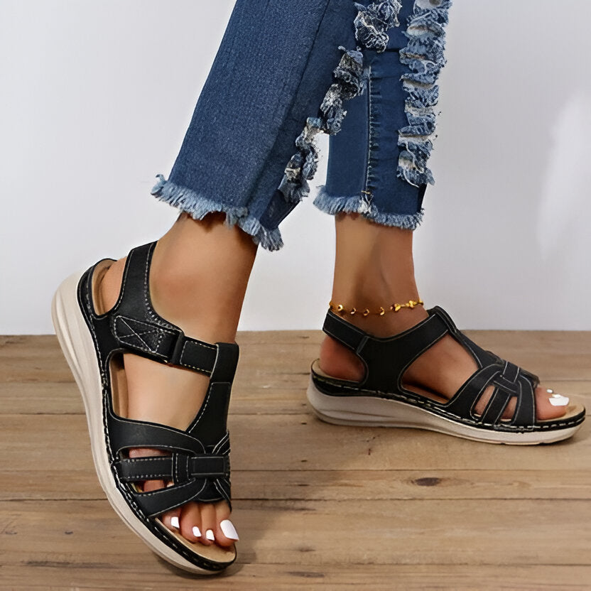 Women's Arch Support Sandals with Contoured Footbed and Dual Straps