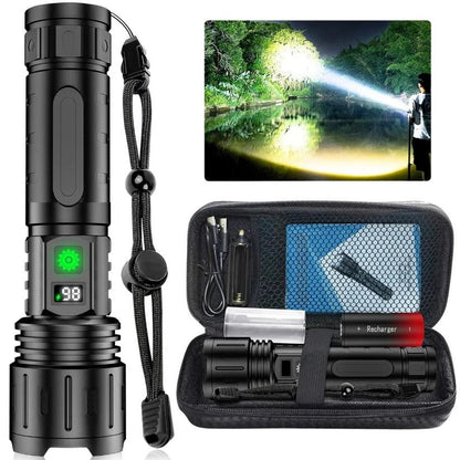 Long Range LED Flashlight with Adjustable Zoom Focus and 5 Light Modes