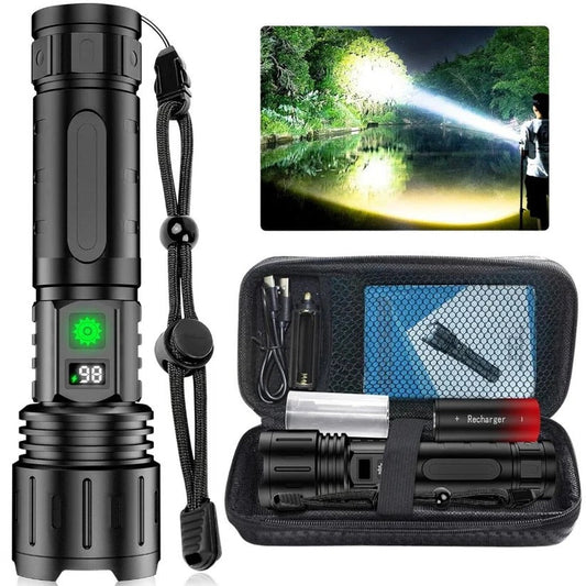 Long Range LED Flashlight with Adjustable Zoom Focus and 5 Light Modes