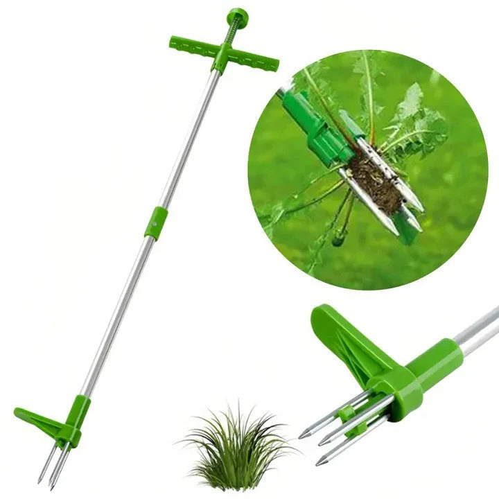 Standing Weed Puller Tool with Foot Pedal and Metal Claw Head
