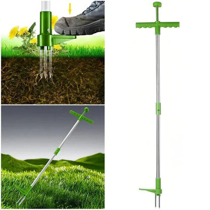 Standing Weed Puller Tool with Foot Pedal and Metal Claw Head