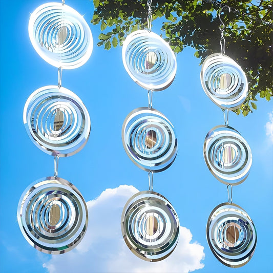 Reflective Bird Spinner with Wind-Powered Rotation and Stainless Steel, Set of 3