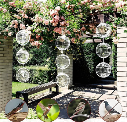 Reflective Bird Spinner with Wind-Powered Rotation and Stainless Steel, Set of 3