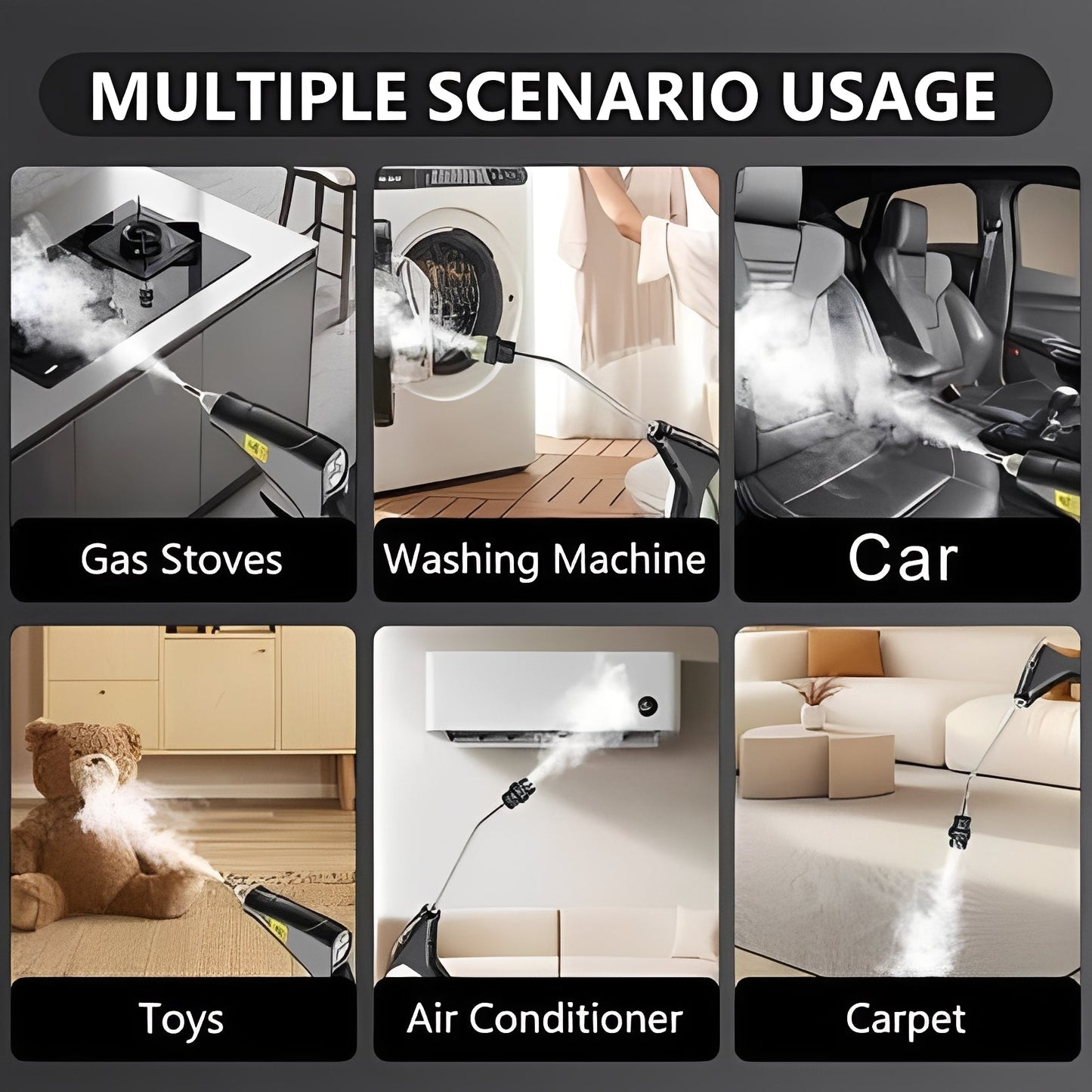 Handheld Steam Cleaner with Six Speed Levels and Five Brush Heads