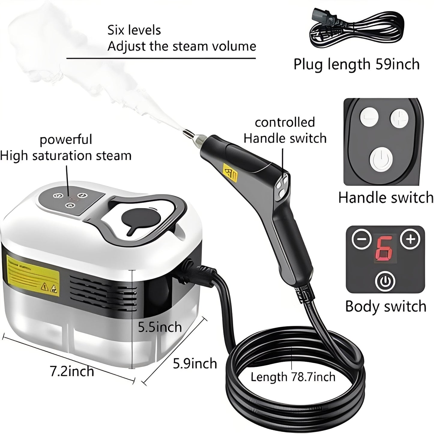 Handheld Steam Cleaner with Six Speed Levels and Five Brush Heads
