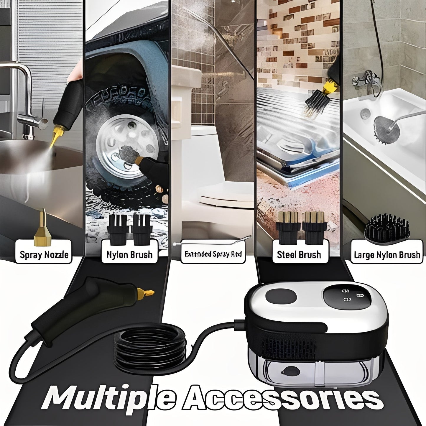Handheld Steam Cleaner with Six Speed Levels and Five Brush Heads