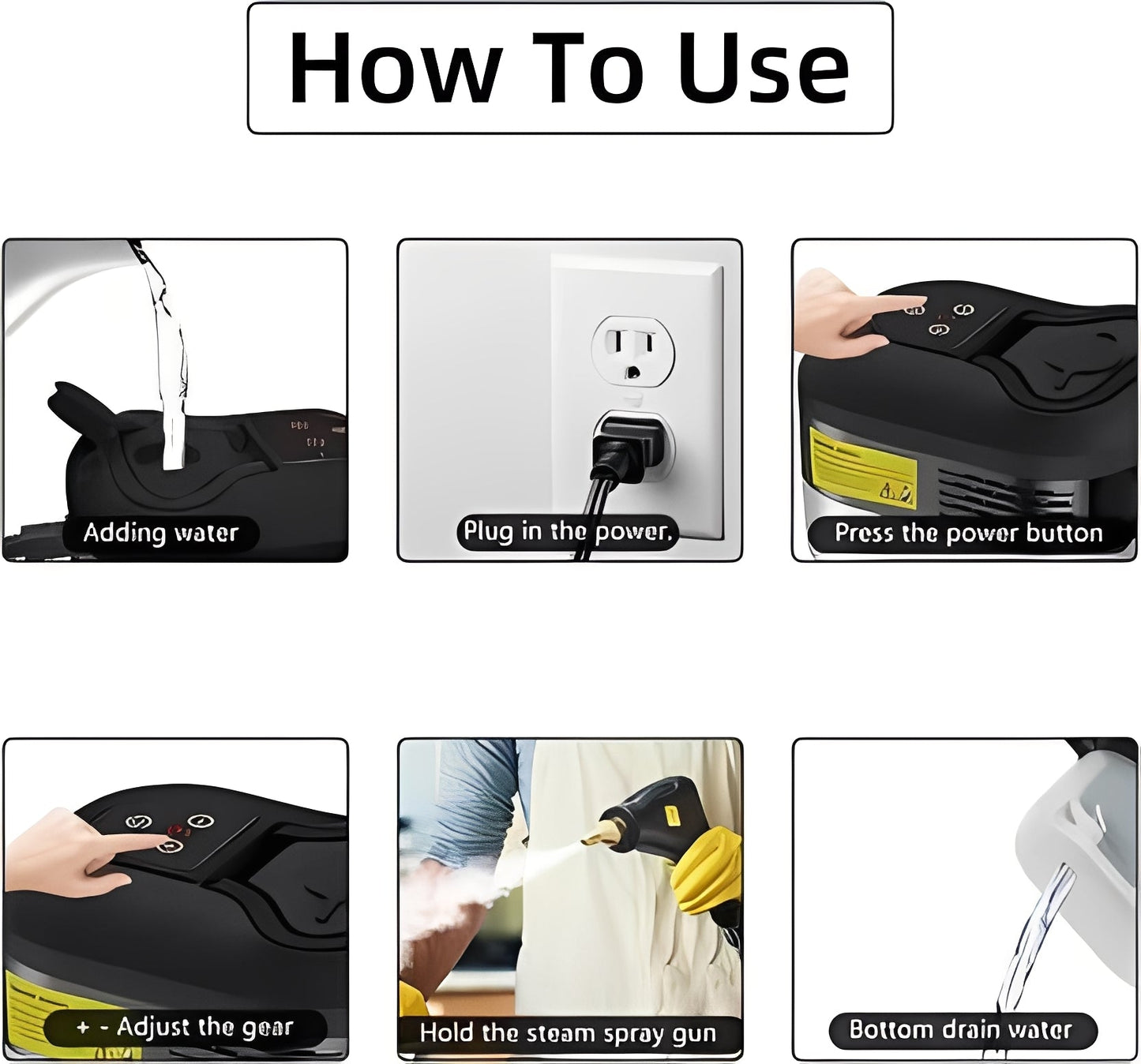 Handheld Steam Cleaner with Six Speed Levels and Five Brush Heads