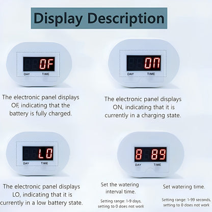 Automatic Plant Watering Controller with Programmable LCD and Rechargeable Battery