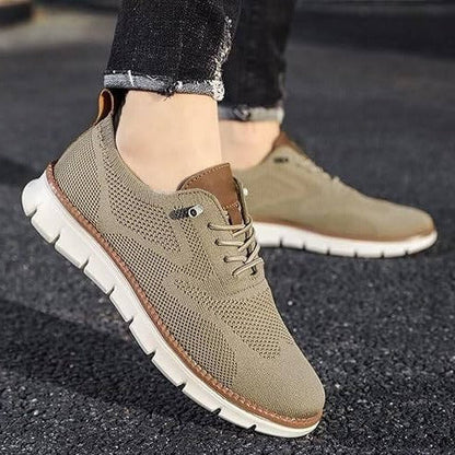 Men's Knit Casual Shoes with Wide Toe Box and Elastic Collar, Machine Washable