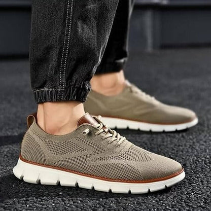 Men's Knit Casual Shoes with Wide Toe Box and Elastic Collar, Machine Washable