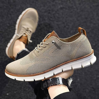 Men's Knit Casual Shoes with Wide Toe Box and Elastic Collar, Machine Washable