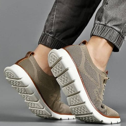 Men's Knit Casual Shoes with Wide Toe Box and Elastic Collar, Machine Washable