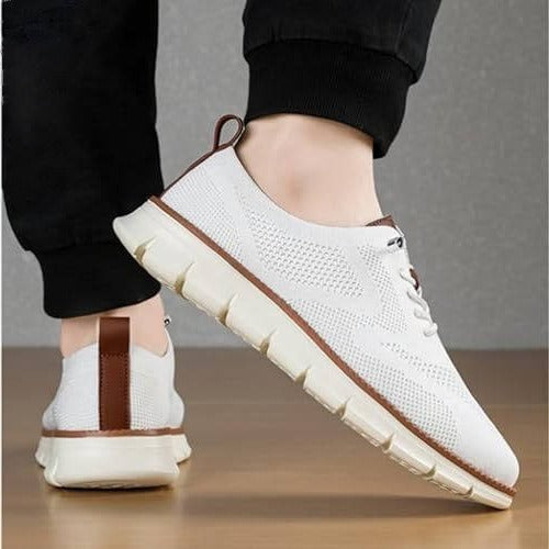 Men's Knit Casual Shoes with Wide Toe Box and Elastic Collar, Machine Washable