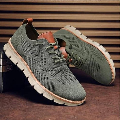 Men's Knit Casual Shoes with Wide Toe Box and Elastic Collar, Machine Washable