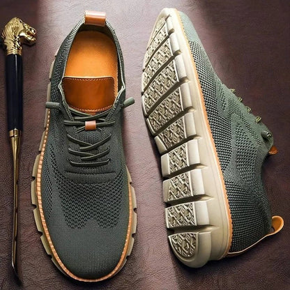 Men's Knit Casual Shoes with Wide Toe Box and Elastic Collar, Machine Washable