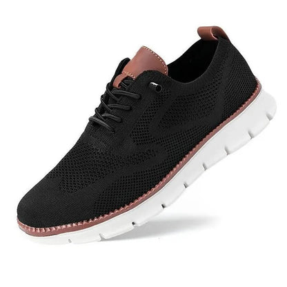Men's Knit Casual Shoes with Wide Toe Box and Elastic Collar, Machine Washable