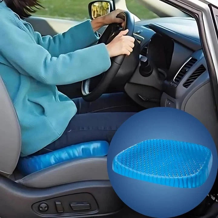 Gel Seat Cushion with Honeycomb Support and Polyester Blend Cover