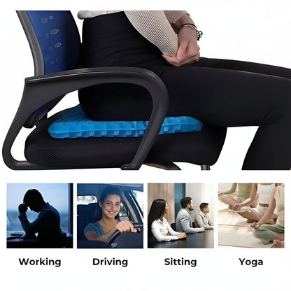 Gel Seat Cushion with Honeycomb Support and Polyester Blend Cover