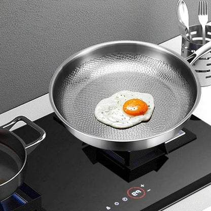 Titanium Steel Pan with Fish Scale Texture and Deep Sides for All Cooktops