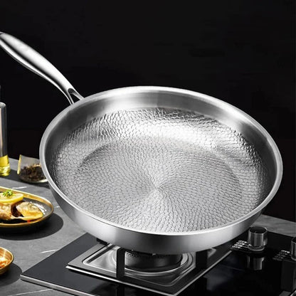 Titanium Steel Pan with Fish Scale Texture and Deep Sides for All Cooktops