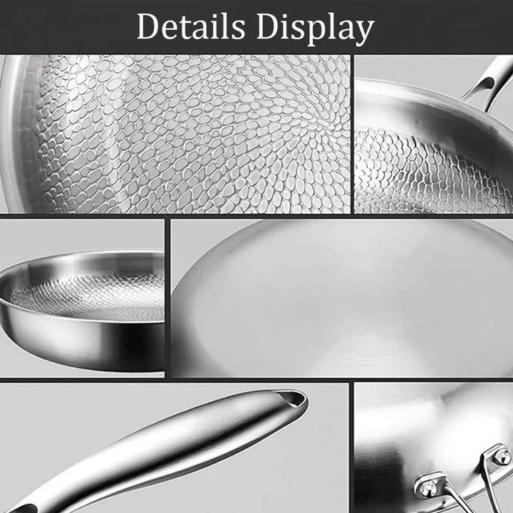 Titanium Steel Pan with Fish Scale Texture and Deep Sides for All Cooktops