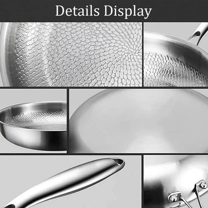 Titanium Steel Pan with Fish Scale Texture and Deep Sides for All Cooktops