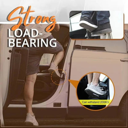 Foldable Car Door Step with Textured Grip and Emergency Window Breaker, Aluminum Construction