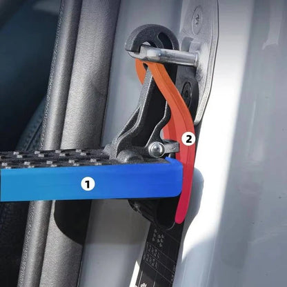 Foldable Car Door Step with Textured Grip and Emergency Window Breaker, Aluminum Construction