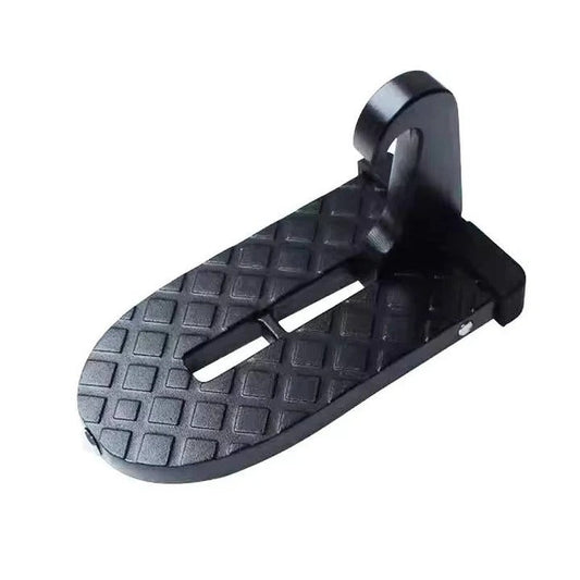 Foldable Car Door Step with Textured Grip and Emergency Window Breaker, Aluminum Construction