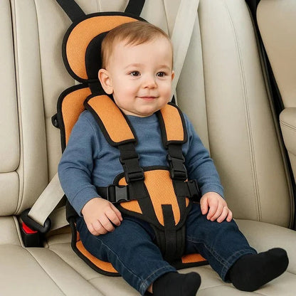 Foldable Child Travel Seat with Five Point Harness and Padded Comfort, Ages 1-14