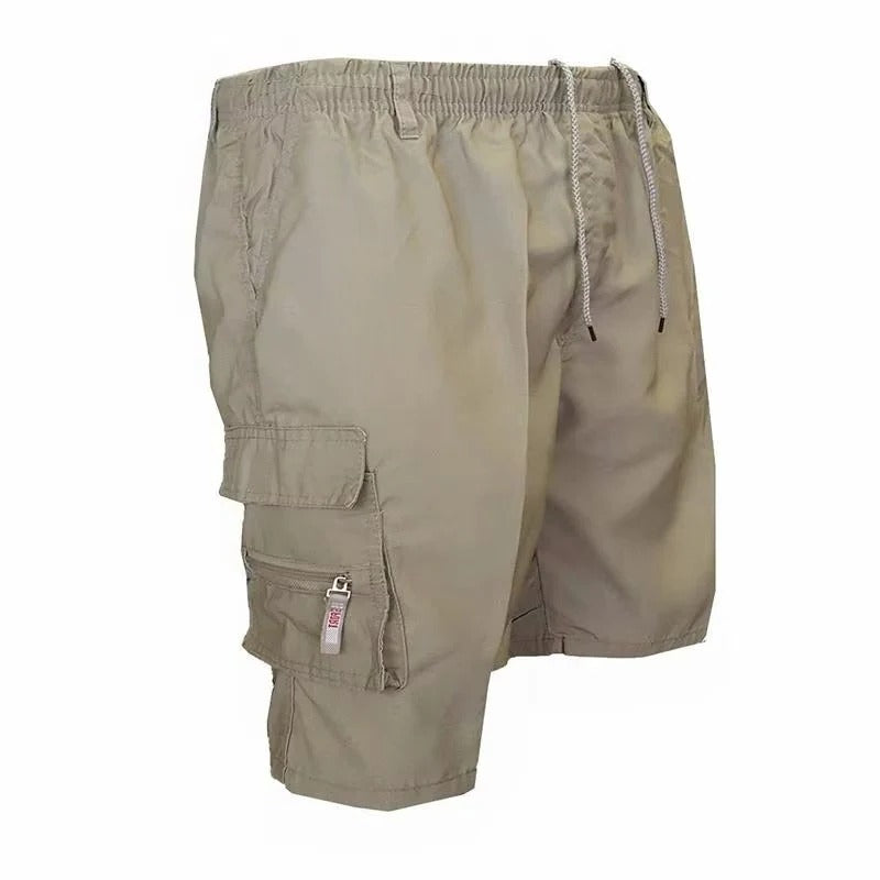 Relaxed Fit Cargo Shorts with Deep Pockets and Cotton Blend Fabric for Men