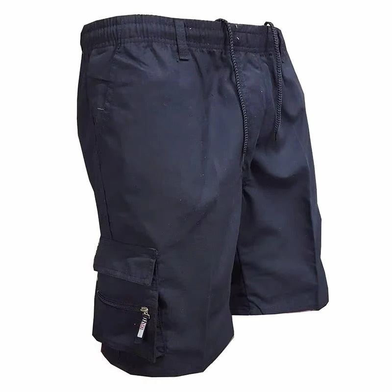 Relaxed Fit Cargo Shorts with Deep Pockets and Cotton Blend Fabric for Men