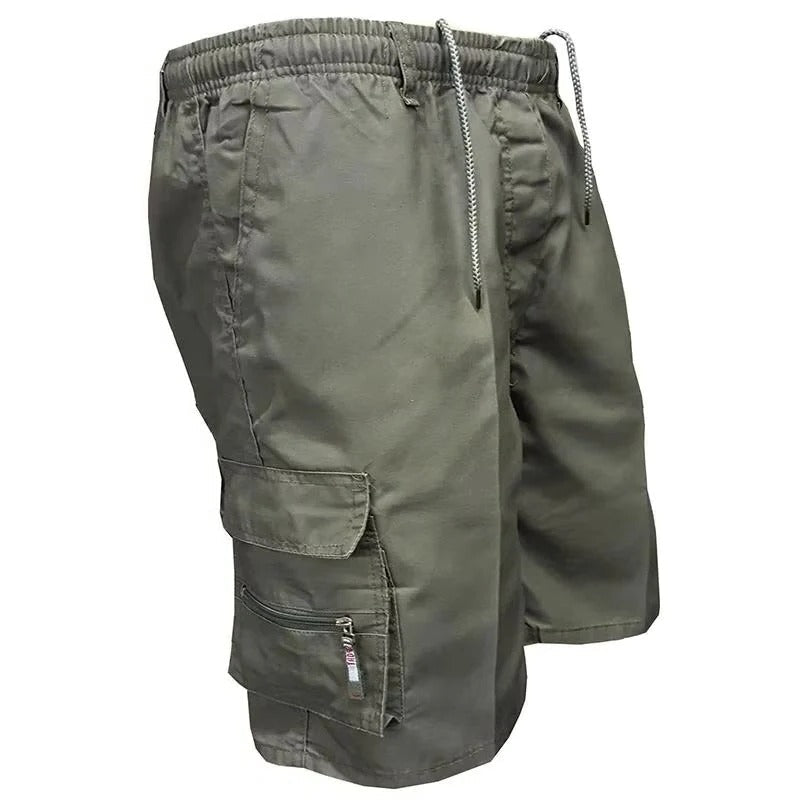 Relaxed Fit Cargo Shorts with Deep Pockets and Cotton Blend Fabric for Men